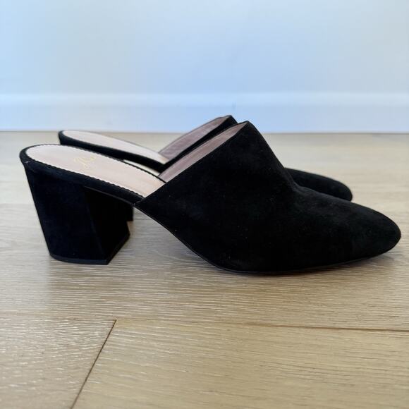 J Crew Black Suede Block Heeled Mules Women's Size 10 Shoes - Picture 5 of 9